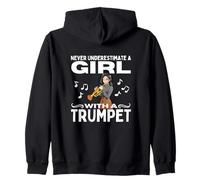 Nunca subestimes a una chica con trompeta Mujeres trompetista Sudadera con Capucha