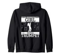 Nunca subestimes a una chica con trompeta Mujeres trompetista Sudadera con Capucha