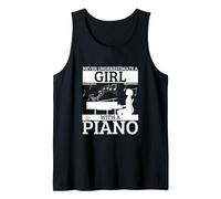 Nunca subestimes a una chica con un piano Mujeres divertidas Pianista Camiseta sin Mangas
