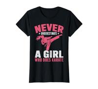Nunca Subestimes a una Chica Que Practica Artes Marciales de Karate Camiseta gráfica económica, Mujer, Negro, M