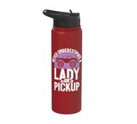 Nunca subestimes a una dama con una camioneta pickup Stainless Steel Insulated Water Bottle