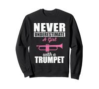 Nunca Subestimes a una Mujer con un trompetista Sudadera