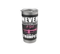 Nunca subestimes a una mujer con un trompetista Vaso térmico de acero inoxidable de doble pared