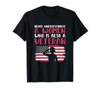 Nunca Subestimes a una Mujer Que también es una Mujer veterana Camiseta