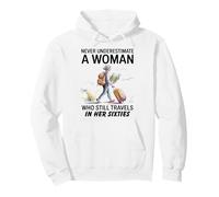 Nunca Subestimes a una Mujer Que viaja en Sus Sesenta años Sudadera con Capucha