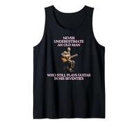 Nunca Subestimes Old Man Guitar 70s Camiseta sin Mangas