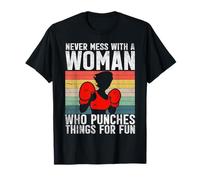Nunca te metas con una mujer que golpea cosas por diversión Boxeo Camiseta