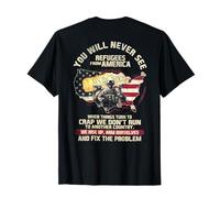 Nunca verás refugiados de América (en la parte posterior) Camiseta