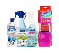 NUNCAS Inox - Limpiador abrillantador + GLASNET SPRAY + WANNET FORTE + Gamex paño microfibra