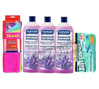 NUNCAS - Juego de 3 piezas de suelos perfumados de lavanda de 1 litro + Gamex paños para atrapar el polvo