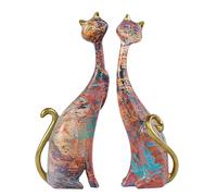 NUNETH Conjunto De Estatua De Gato, Escultura De Decoración Artística De Pintura Al óleo Abstracta, Estatuilla De Resina, Adorno De Colección Interior (F)