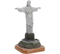 NUNETH Escultura de edificio, estatua brasileña de Cristo Redentor, estatua de decoración de resina, coleccionables de interiores, gris