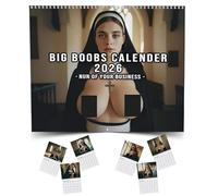 NUNS Calendar 2026, Humorous Novelty Gag Calendars With 12 Month Organizing Planning, Bold Creative Female Breast Illustration Calendar,Prank White Elephant Gift for Adult Friend