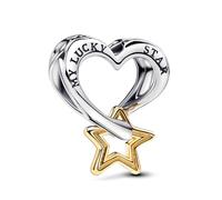 NUNUYAYA Charms Abaloriosde Cuentas Plata de Ley 925 con Circonita Cúbica Golden Lucky Star Dangle Charms Colgante Compatible con Niña Mujer Europeo Pulsera Collar
