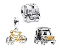 NUNUYAYA Charms Abaloriosde Cuentas Plata de Ley 925 con Circonita Cúbica Let's Go On An Adventure Charm Trio Charms Colgante Compatible con Niña Mujer Europeo Pulsera Collar 3 juegos