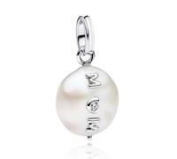 NUNUYAYA Charms Abaloriosde Cuentas Plata de Ley 925 con Circonita Cúbica MOM Pearl Pendant Charms Colgante Compatible con Niña Mujer Europeo Pulsera Collar