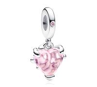 NUNUYAYA Charms Abaloriosde Cuentas Plata de Ley 925 con Circonita Cúbica Pink Tree Life Heart Dangle Charms Colgante Compatible con Niña Mujer Europeo Pulsera Collar