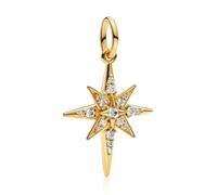 NUNUYAYA Charms Abaloriosde Cuentas Plata de Ley 925 con Circonita Cúbica Sparkling Wishing Star Charms Colgante Compatible con Niña Mujer Europeo Pulsera Collar