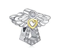NUNUYAYA Charms Abaloriosde Cuentas Plata de Ley 925 con Circonita Cúbica Wings of Love Charms Colgante Compatible con Niña Mujer Europeo Pulsera Collar