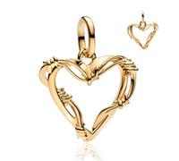 NUNUYAYA Charms Abaloriosde Cuentas Plata de Ley 925 con Circonita Cúbica Wire Heart Dangle Charms Colgante Compatible con Niña Mujer Europeo Pulsera Collar