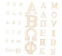NUOBESTY 1 Juego Letras Griegas De Madera Sin Terminar Para Manualidades Decoración De Alfabeto Diy Para Bricolaje Para Actividades Y Educativas 72 Piezas