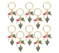 NUOBESTY 10 Unidades Llaveros de Aleación Creativos con Diseño de Flamencos Cactus y Palmeras para Decoracion Verano para Fiestas Hawaianas y Regalos Originales