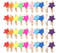 NUOBESTY 100 Mini Pinzas de Madera Forma de Estrella para Fotos y Manualidades, Coloridas y Decorativas, Tamaño Pequeño, 100 Unidades para Proyectos Creativos y Decoración del Hogar