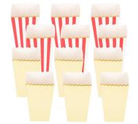NUOBESTY 12 Cajas Grandes de Palomitas de Maíz de Papel Rayas Rojas y Borde Dorado, Plegables y Ligeras, Cubos Creativos para Fiestas, Cine y Celebraciones, Recipiente Portátil para Snacks