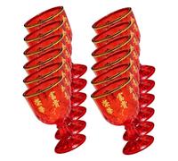 NUOBESTY 12 Copas de Vino Pequeñas Rojas de Plástico Tazas Chinas para Boda Tradicional 40 Ml Reutilizables E Irrompibles Ideales para Celebraciones y Fiestas Festivas