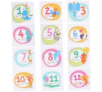 NUOBESTY 12 Piezas Pegatinas Mensuales para Bebés Recién Nacidos de Stickers para Celebrar Meses Etiquetas Prácticas para Fotografía de Crecimiento Infantil Memorables para Redes Sociales