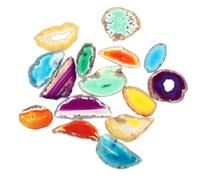 NUOBESTY 15 Piezas De Rodajas De Ágata Natural Rodajas De Ágata A Granel Rodajas De Geoda Carillón De Viento Ágata Rodajas De Ágata Perforadas Rodajas De Piedra De Ágata Fabricación
