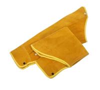 NUOBESTY 1par Manguitos De Soldadura De Piel De Vaca Mangas Anticalor Y Antichispas Para Protección De Brazos Con Botones Metálicos Amarillo