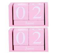 NUOBESTY 2 Juegos Calendario Perpetuo de Madera Rosa con Diseño Resistente y Visualización Clara de Fecha para Oficina y Aula Estilo Vintage Europeo Minimalista
