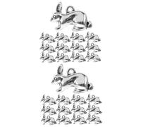 NUOBESTY 2 Juegos Colgante De Conejo Accesorios Moviles Brazalete Rosario Encantos Juguetes De Hámster Conejito Mini Amuletos Para Hacer Collares Dijes De Aleación Vintage Silver 50 Uds * 2