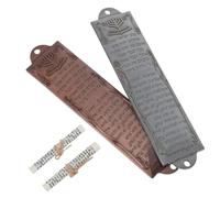 NUOBESTY 2 Juegos de Mezuzá Religiosa Metálica para Puerta Judía con Pergaminos Bendecidos 7,5 X 7 Cm en Colores Plata Antigua y Rojo Cobre para Decoración y Protección del Hogar