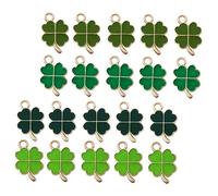 NUOBESTY 2 Juegos Joyas De Trébol De Cuatro Hojas Pulsera De La Suerte Encantos De La Joyería Del Trébol Afortunado Encantos Del Llavero Equipo Llavero Colgante Aleación De Zinc 48 Uds * 2