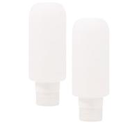 NUOBESTY 2 Piezas Botellas de Champú y Loción de Silicona para Viaje de 200ml, Portátiles y Ahorradoras de Espacio, Recipientes Exprimibles y Recargables para Artículos de Tocador
