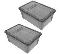 NUOBESTY 2 Piezas Caja de Plástico para Reptiles Tolva de Alimentación, Diseño Simple y Fácil de Observar para Cría y Exhibición de Geckos y Arañas