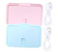 NUOBESTY 2 piezas Calentador Portátil para Toallitas con USB Dispensador de Gasas Húmedas Seguro Gran Capacidad Compatible para Coche y Uso Doméstico Colores Azul y Rosa