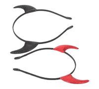 NUOBESTY 2 Piezas Diadema de Cuernos de Demonio con Purpurina para Halloween Accesorio Metálico para Cabello Cuernos Rojos y Negros para Fiestas Carnaval y Disfraces de Mujer y Niña