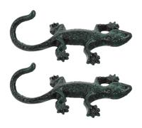 NUOBESTY 2 Piezas Gancho de Pared con Forma de Reptil Vintage de Hierro | Montaje Mural, Uso Interior en Casa, Color Verde, Instalación Sencilla, Pieza Decorativa Funcional