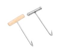 NUOBESTY 2 piezas Gancho T de Acero Inoxidable para Carne con Mango Ergonómico de Herramienta Resistente para Carnicerías Restaurantes y Barbacoas para Manipulación Segura y Precisa de