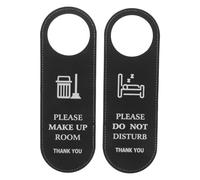 NUOBESTY 2 Piezas Letrero Colgante de Cuero Pu Negro para Hotel y Oficina Mensaje por Favor, Limpie la Habitación, Fácil Instalación y Resistente para Privacidad en Suite