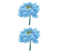 NUOBESTY 2 Piezas Loto Pegatina De Tela DIY Costura Ropa Apliques Bordado Loto Apliques Planta Camisa Pegatinas Estéticas Apliques Bordados Falda De Poliéster Nacarado