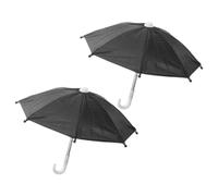 NUOBESTY 2 Piezas Paraguas para Teléfono, Parasol para Teléfono, Portátil, Ligero, de Plástico y Tela de Poliéster, Negro, para Exteriores, Senderismo y Aventuras al Aire Libre