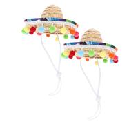 NUOBESTY 2 Piezas Sombreros Mexicanos Pequeños Tejidos con Cinta Ajustable para Fiesta Carnaval y Decoración Temática Española