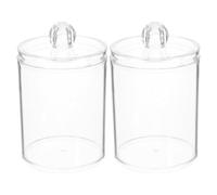NUOBESTY 2 piezas Tarros Organizadores de Baño Acrílicos Transparentes con Tapa Almacenamiento Compacto para Bastoncillos Algodones y Pequeños Objetos Diseño y Funcional para Tocador