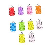 NUOBESTY 2 Series Colgante Mini Oso Encanto Amuletos Gomosos En Forma De Oso Jewel Pegajoso Accesorios Pendientes Collar Amuletos De Oso Colgantes Para Joyería Diy Resina 20 Piezas*2