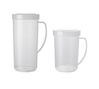 NUOBESTY 2 Tazas Medidoras de Plástico con Escala Capacidad 550 Ml y 800 Ml Aptas para Microondas Jarra para Desayuno y Café Resistentes y Fáciles de Limpiar Set 2 Piezas Reutilizable
