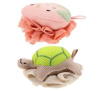 NUOBESTY 2 Unidades Esponja de Ducha Exfoliante Corporal Mujeres con Forma de Tortuga y Fresa, Ligera Poliéster, Adecuado para Baño y Ducha con Creación de Espuma Abundante